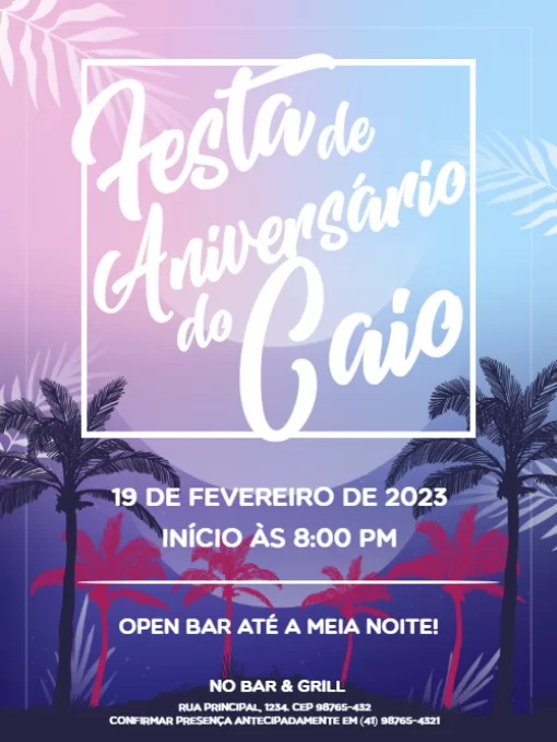 Modelo de convite - aniversário tropical masculino 