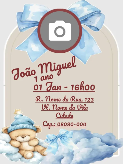 Convite de aniversário virtual 1 ano Foto Para Editar Convite de aniversário virtual 1 ano Foto Para Editar