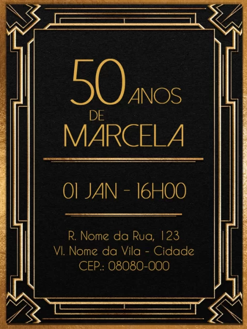 Convite de aniversário virtual 50 anos - geométrico Convite de aniversário virtual 50 anos - geométrico