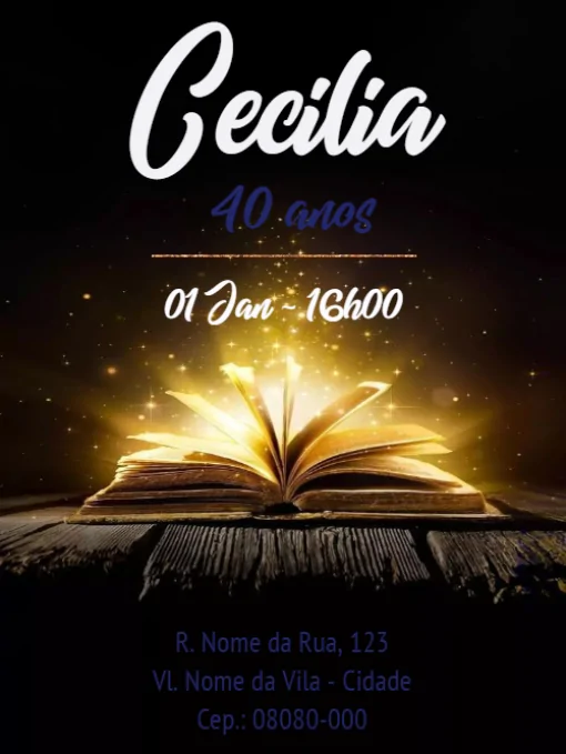 Modelo de convite - aniversário livro virtual para editar