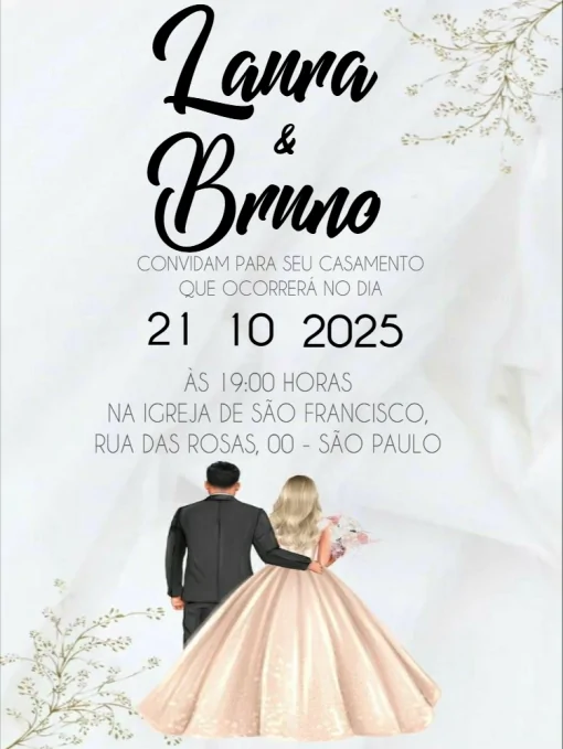 Modelo de convite - casamento com lista presentes