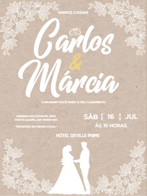 Modelo de convite - casamento rústico para editar