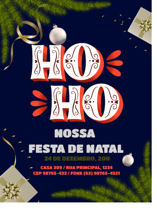 Convite De Festa De Natal ho ho ho efeites Edite Online