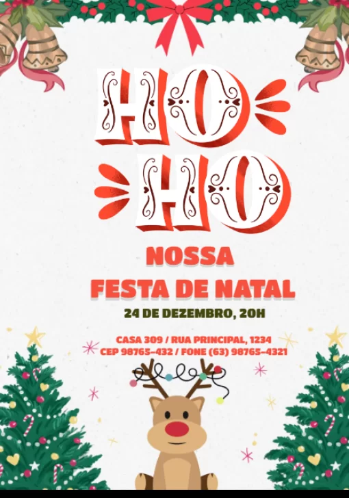 Convite De Festa De Natal ho ho ho efeites Edite Online