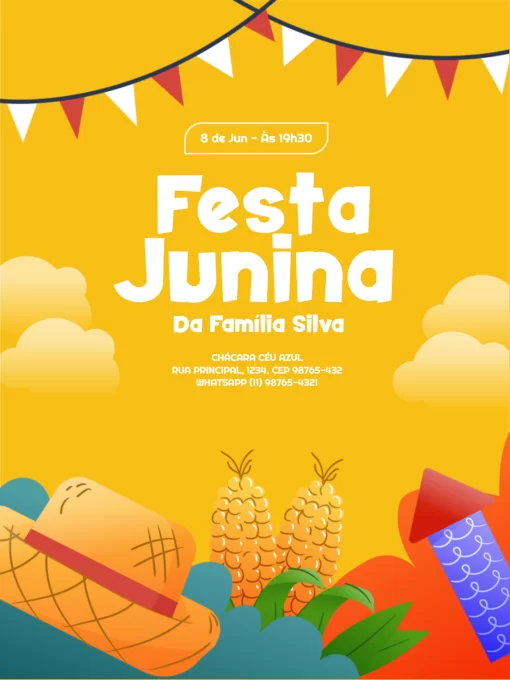 Modelo de convite - festa junina amarelo
