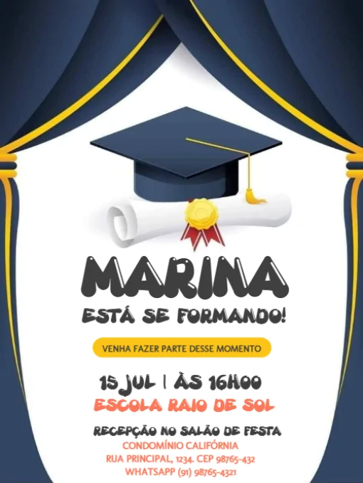 Modelo de convite - formatura para editar