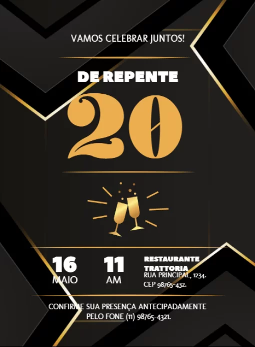 Convite De Aniversário Repente 20  Convite De Aniversário Repente 20