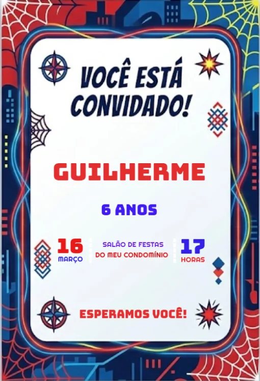 Convite digital fundo Aranha Para Editar