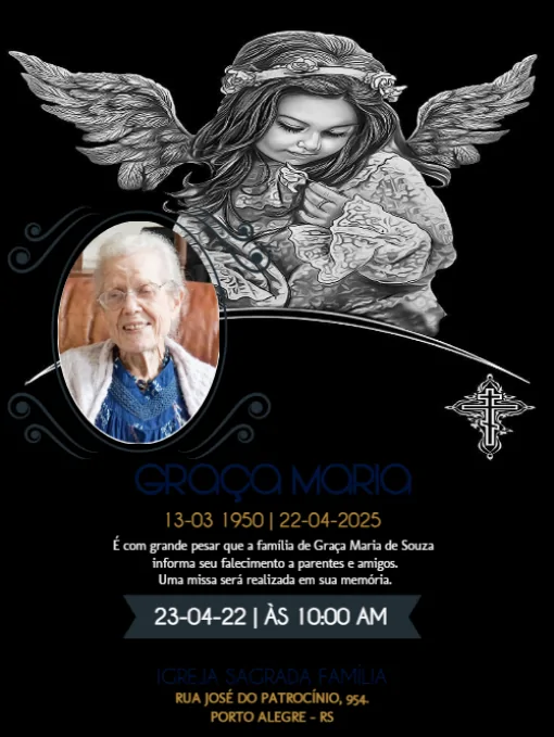 Modelo de convite - digital missa falecimento com foto para editar
