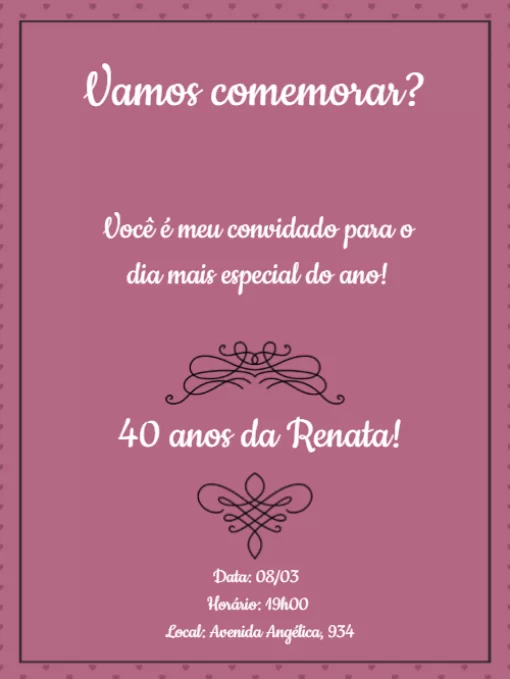 Modelo de convite - festa aniversário rosa