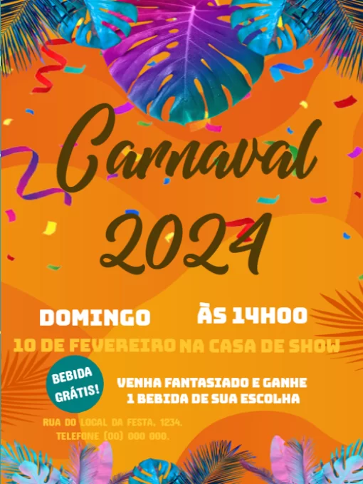 Convite carnaval a Fantasia  Convite carnaval a Fantasia