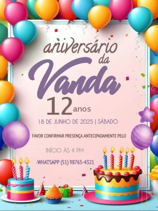 Convite Festa de Aniversário Balão Para Editar Convite Festa de Aniversário Balão Para Editar