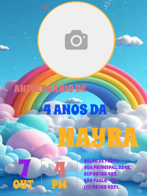 Convite Festa de Aniversário Arco Iris Para Editar Convite Festa de Aniversário Arco Iris Para Editar
