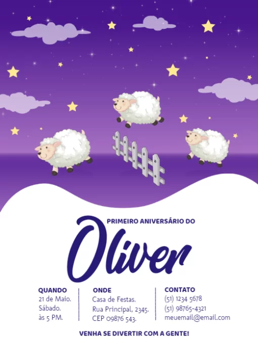 Modelo de convite - festa aniversário ovelhinhas 