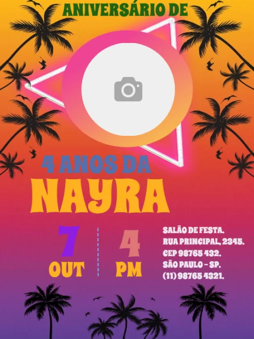 Modelo de convite - festa aniversário tropical para editar