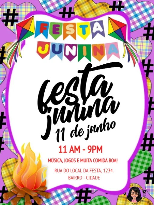Modelo de convite - festa junina xadrez para editar