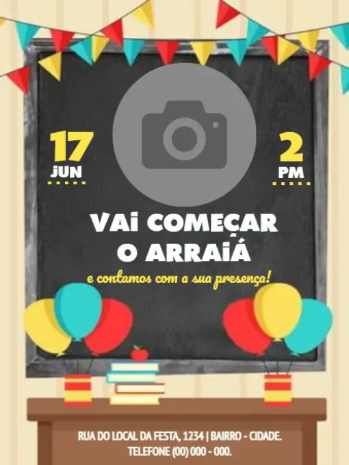 Modelo de convite - festa junina arraia balões 