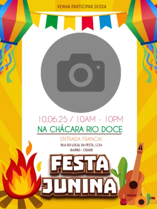 Modelo de convite - festa junina com foto para editar