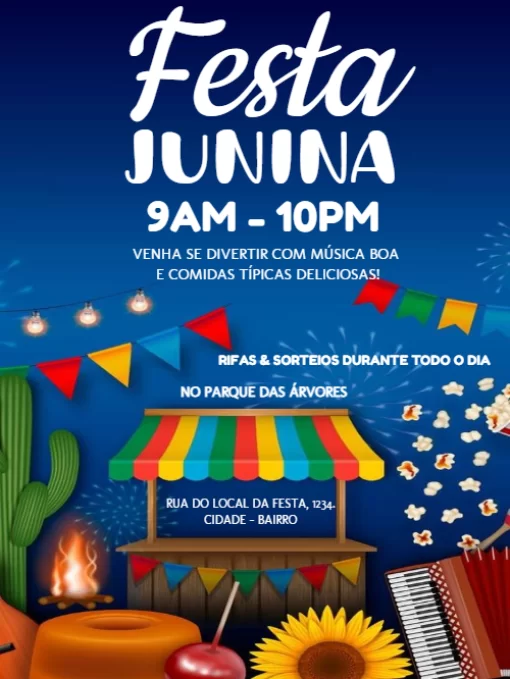 Modelo de convite - festa junina fogueira 