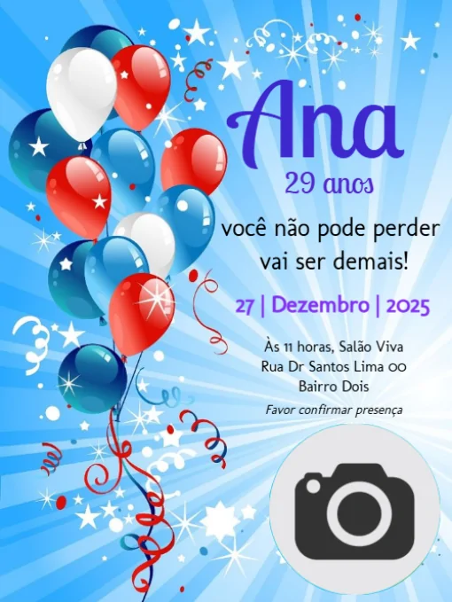 Convite Festa Balões Para Editar Convite Festa Balões Para Editar