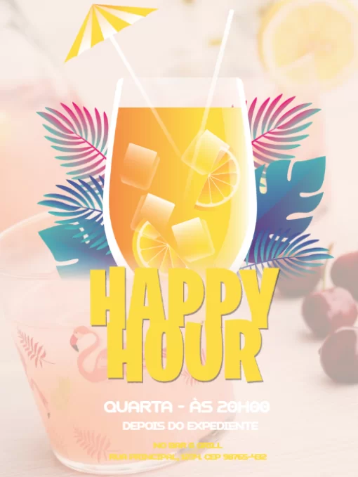 Modelo de convite - happy hour fundo transparente 