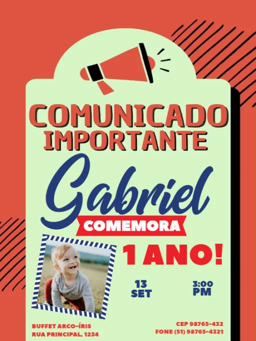 Convite Infantil De Aniversário De 1 Ano Para Editar Convite Infantil De Aniversário De 1 Ano Para Editar