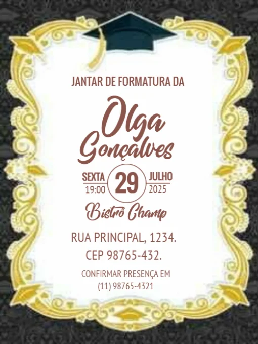 Modelo de convite - jantar formatura para editar
