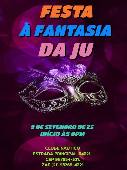 Modelo de convite - festa À fantasia para editar
