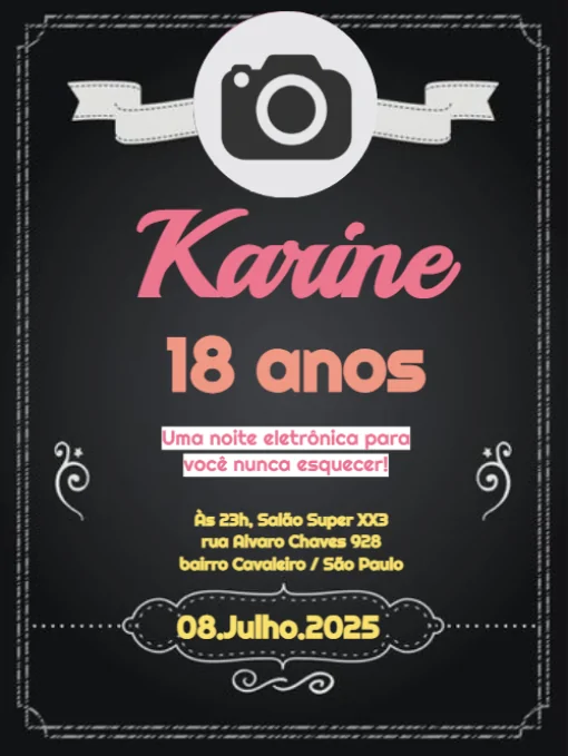 Convite Aniversário 18 Anos Com Foto Para Editar Convite Aniversário 18 Anos Com Foto Para Editar