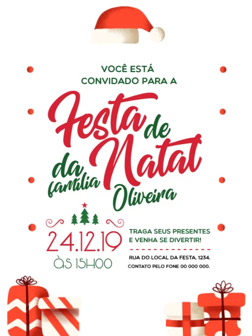 Modelo de convite - natal gorro do papai noel
