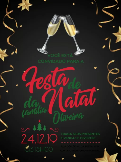 Modelo de convite - natal champanhe 