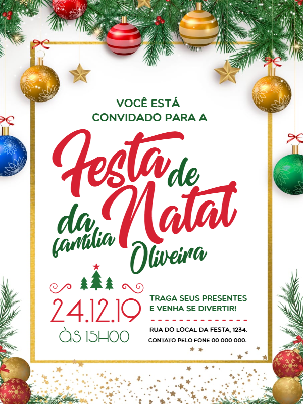 Convite Natal efeites para editar