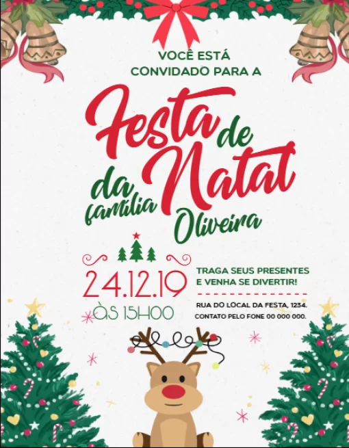 Convite De Festa De Natal ho ho ho efeites Edite Online