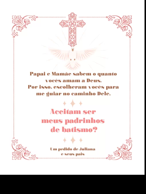 Convite Para Padrinhos De Batismo  Convite Para Padrinhos De Batismo
