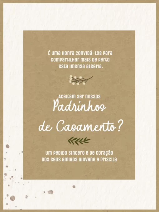 Convite para Padrinhos de Casamento Simples Convite De Casamento