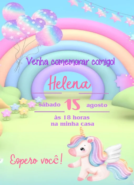 Modelo de convite - arco iris para editar